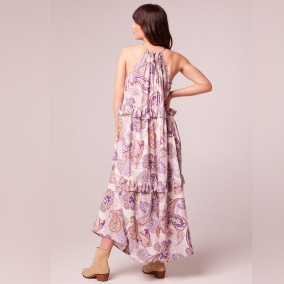 Band Of The Free LILIANE PURPLE PAISLEY TIERED MAXI DRESS Women's Size Medium - Picture 2 of 10